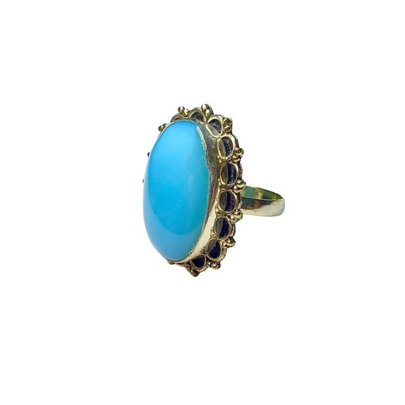 Angelite Gemstone in a Handcrafted 925 Stamped Ring (7.5) - Picture 2 of 7